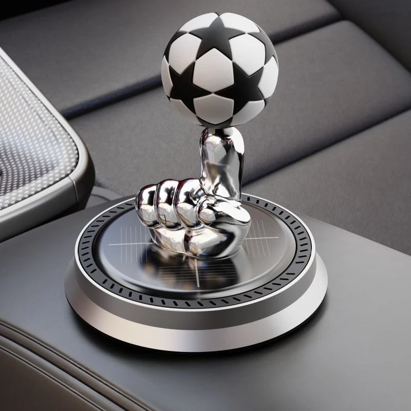 Solar Rotating Football Planet Car Aroma Diffuser Suspended Ornament Center Console Perfume Interior Decor Accessory