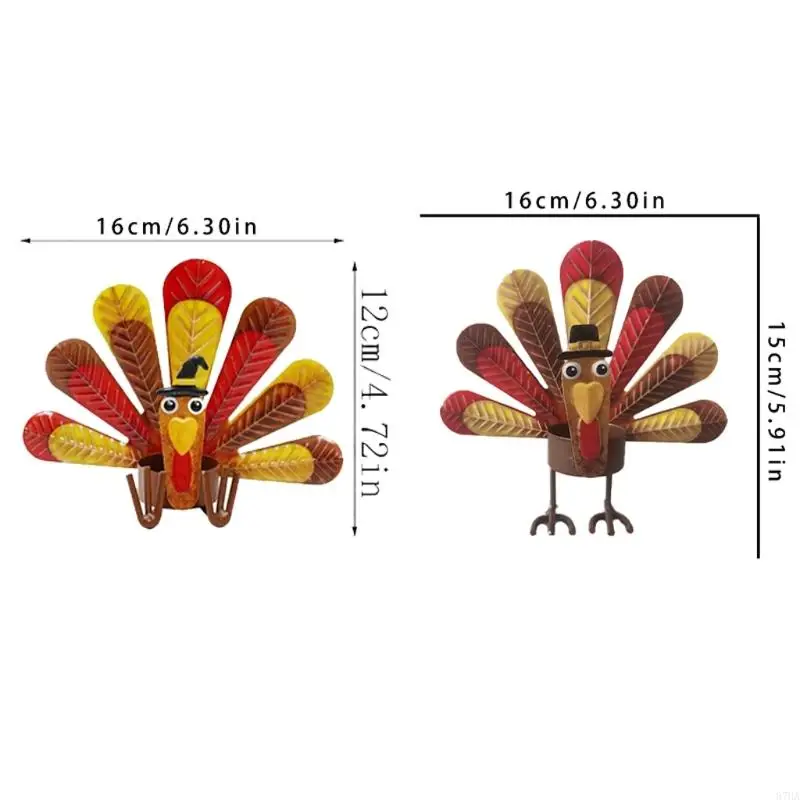 Iron Turkey Holders Home Table Centerpiece with Base Metal Texture Suitable for Thanksgiving Decorating 87HA