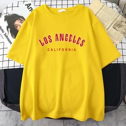 Los Angeles ccalifornia czerwona Artword koszulka damska Plus Size Street shirt casualowa koszulka z okrągłym dekoltem fajna bawełna krótki rękaw