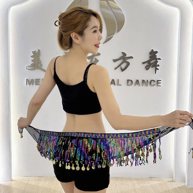 Customized Belly Dance Belt Waist Chain Indian Dance Hip Scarf Bohemian Sequin Jazz Fringe Street Trendy Brand Fart Curtain