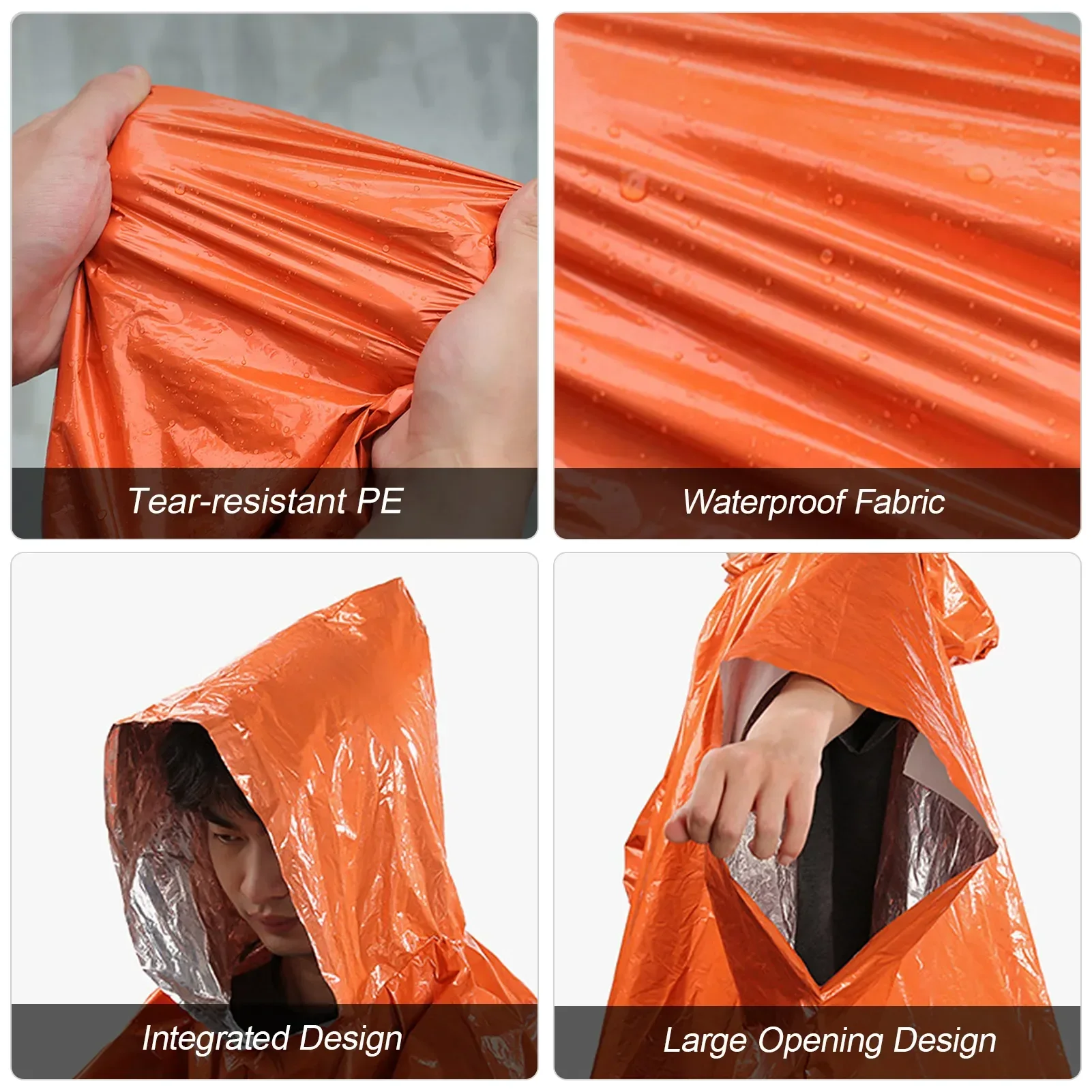 Poncho de poulet en film d'aluminium imperméable d'urgence, vêtements de pluie thermiques chauds, couvertures