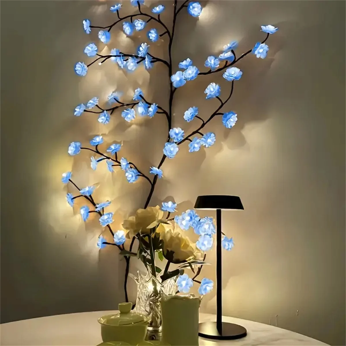 96 Led USB Cherry Blossom Light String Artificial Flower Tree Branch Rattan Lights 8 Modes For Party Home Christmas Decoration