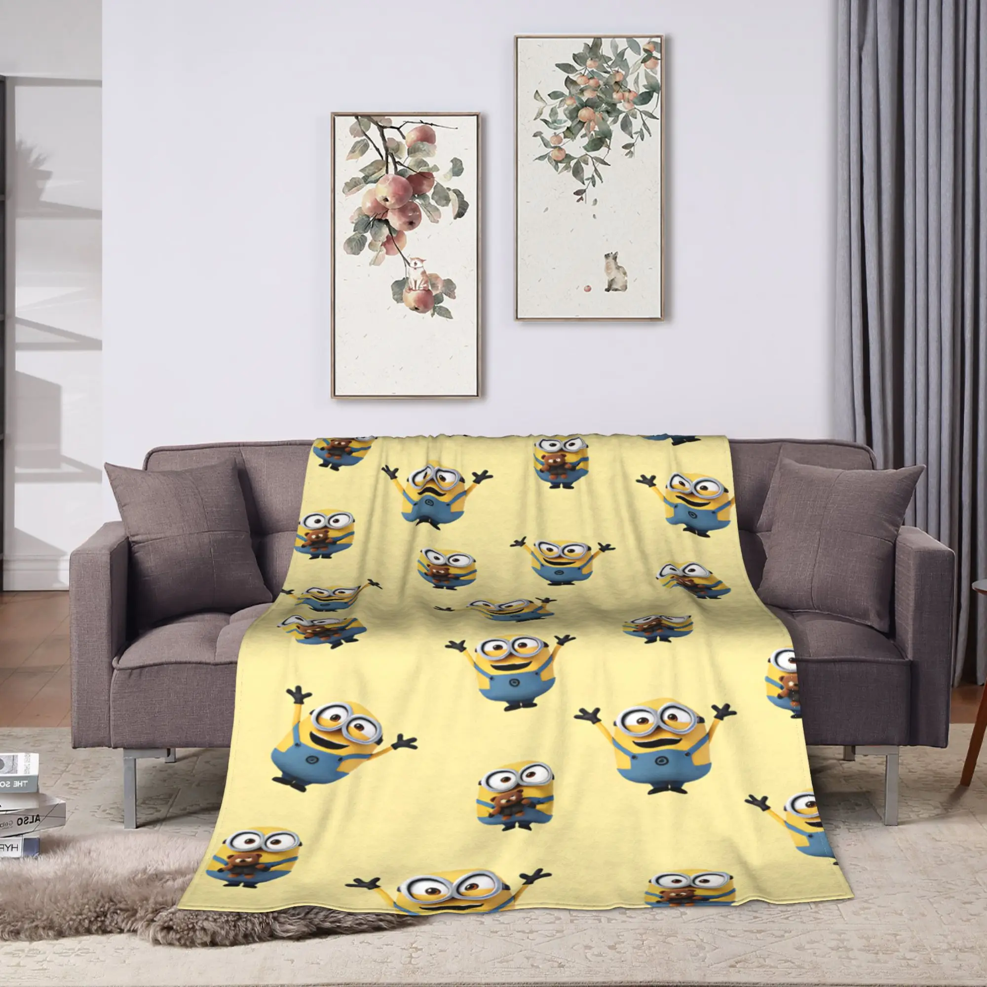 M-minions  Flannel Blanket  Warm Soft Throw Blanket for Home Decor Airplane Travel Fashion Bedspread Sofa Bed Cover