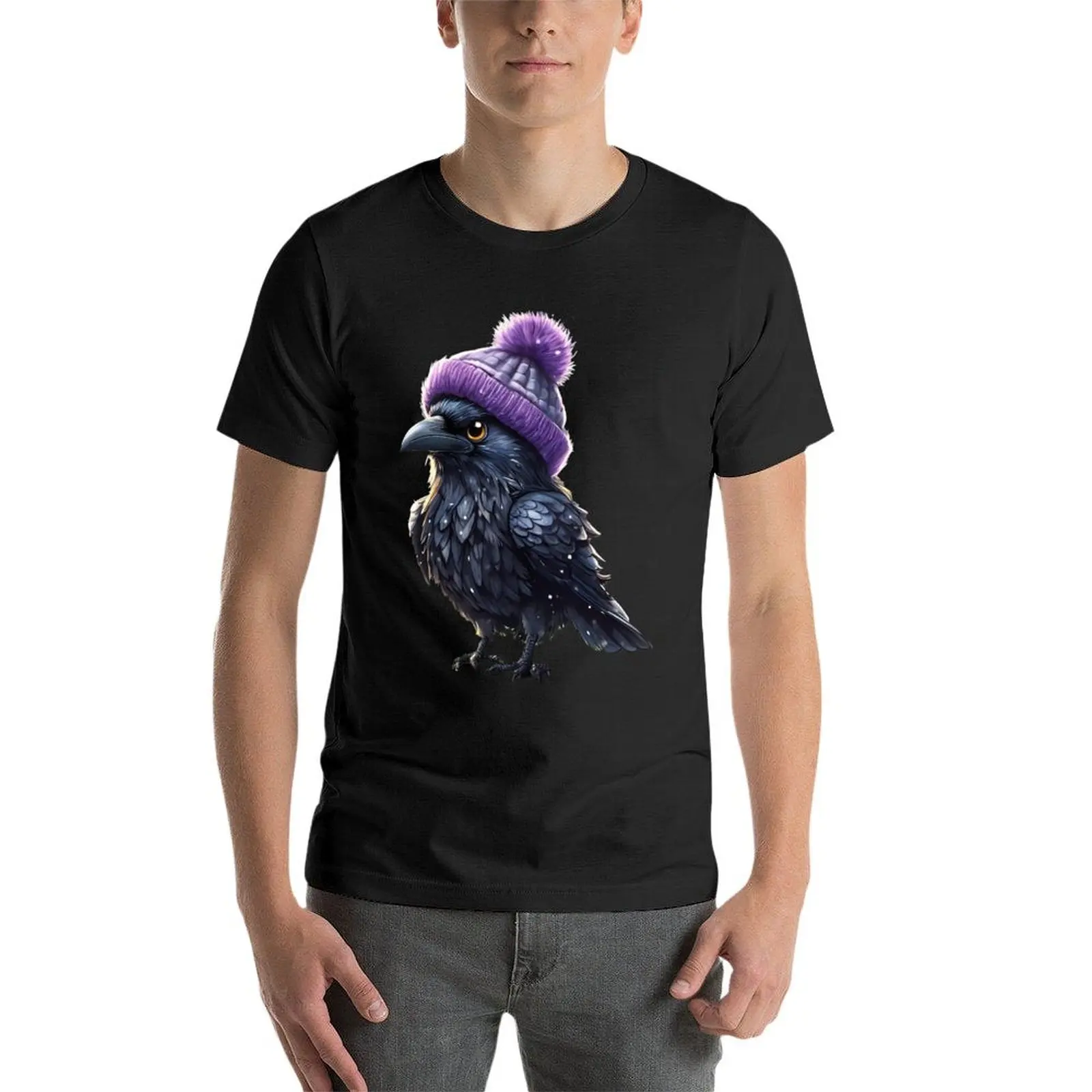 Baltimore Raven with Purple Hat T-Shirt summer clothes new edition blacks tops plain t shirts men