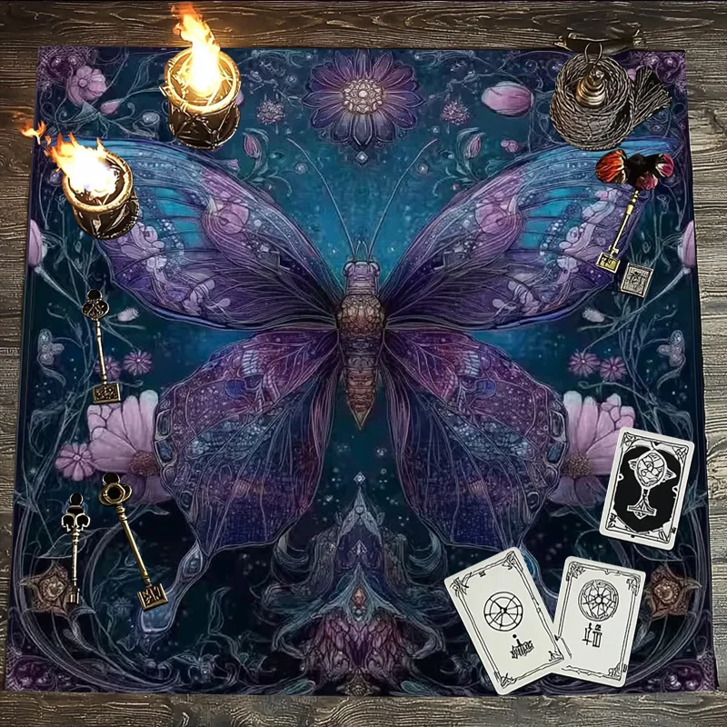 1-Piece Mystical Butterfly Tablecloth, Divination Tarot Magic Gathering Tablecloth, Practical & Durable