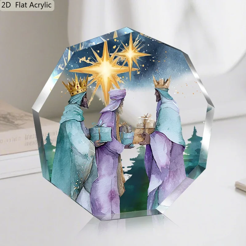 CIFBUY Acrylic Christian 3 Wise Men Nativity Scene Tabletop Decor Modern Home Living Room Shelf Display Gift Ornament Wall Art