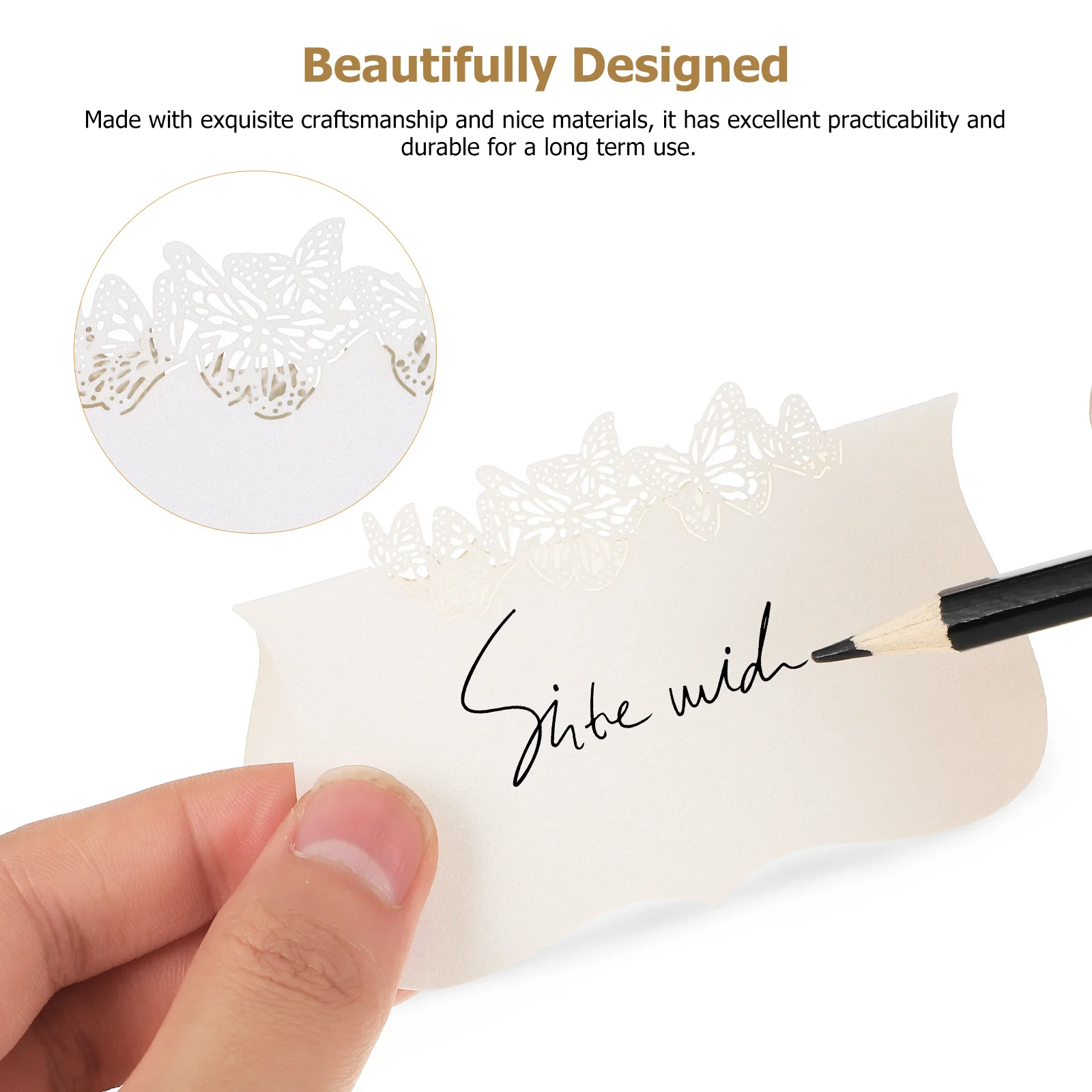 

50Pcs Tented Place Cards Fine Workmanship Lightweight for Wedding Parties Anniversaries Table Cards Table Tent Place Card