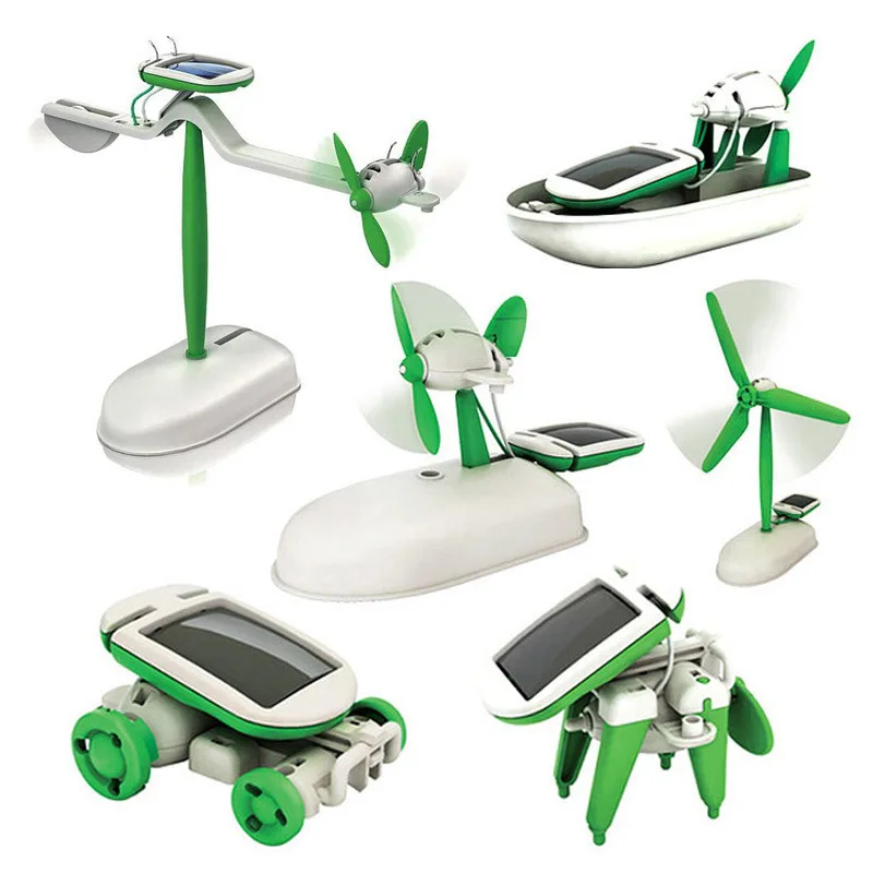 6-in-1 Solar-Power Robot Kit Toys Assembling Ship Fan Windmill Car Toys Scientific Lab DIY Kids Educational Solar Gadgets 2023
