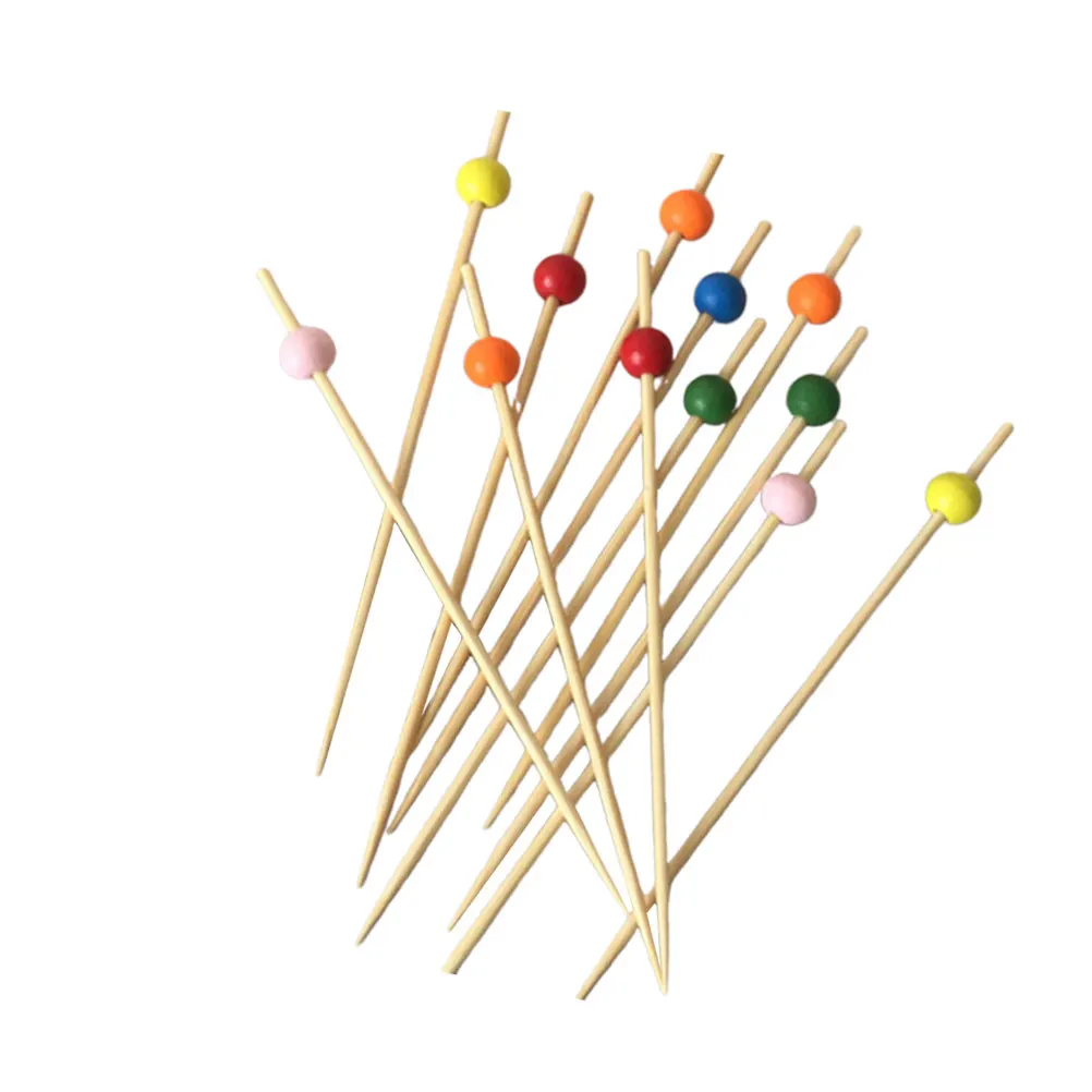100Pcs Cocktail Picks Bamboo Disposable Food Sticks Fruit Picks Party Supplies Bar Tools for Birthday Wedding Bridal Shower Baby