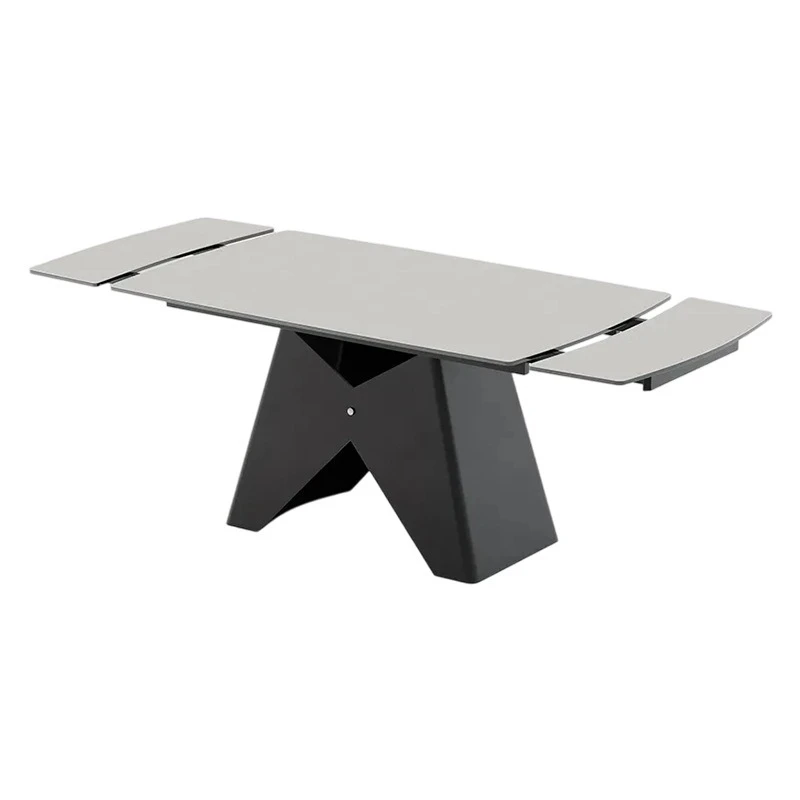 

Extensible Slate Dining Table Household Black Dining Table and Chairs