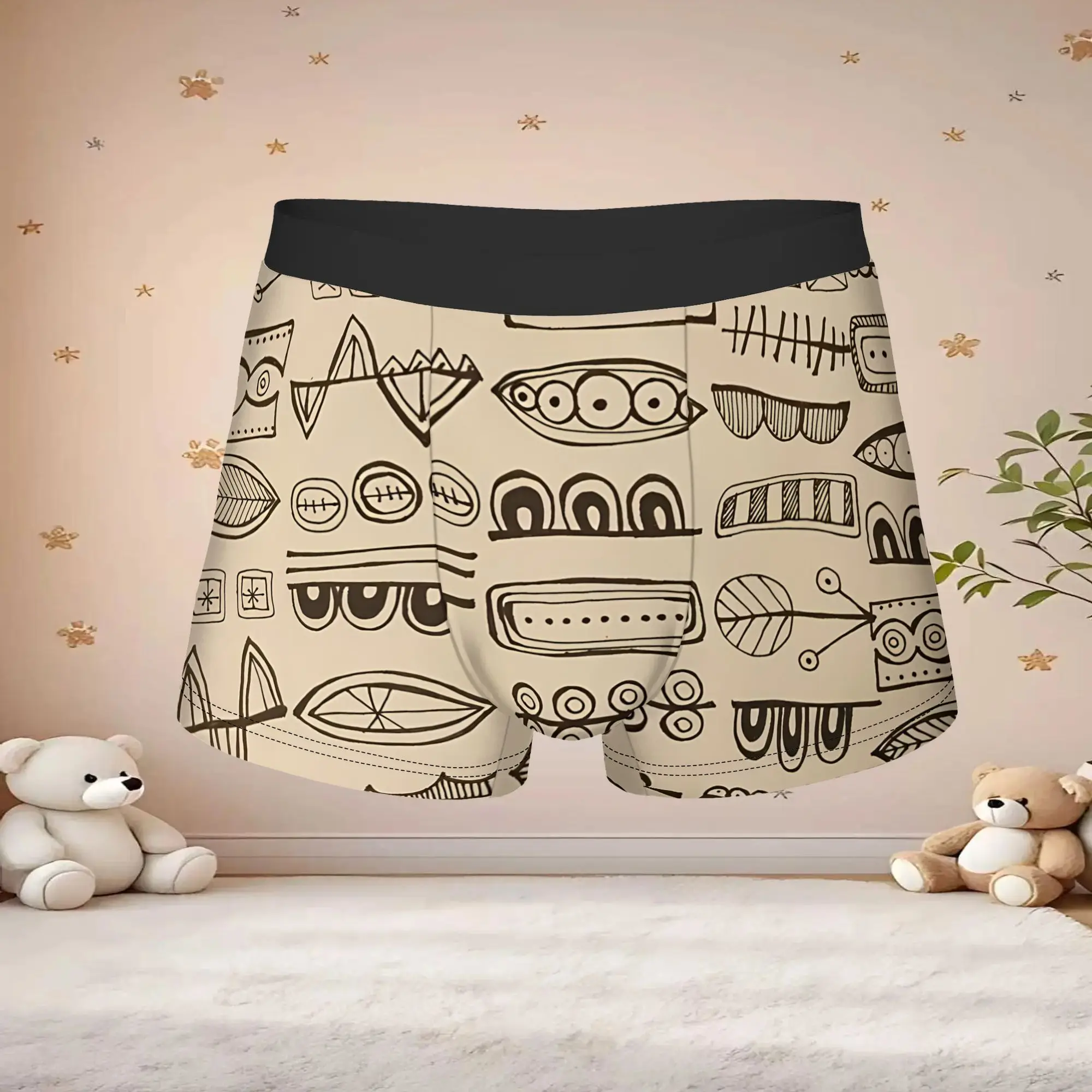 1pc Popular Ethnic Abstract Shape Pattern boxers  Novelty Panties Men's Underwear Ventilate Shorts Boxer Briefs