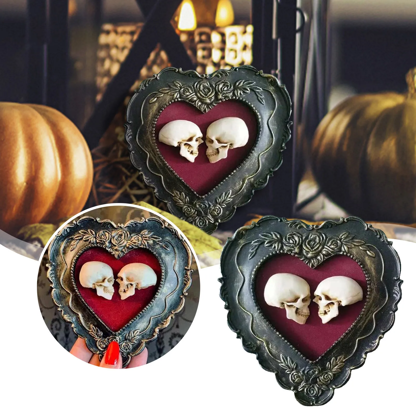 Creative Romantic- Love Skull- Halloween Resin Crafts Ornament For Friends Home Indoor And Outdoor Decoration