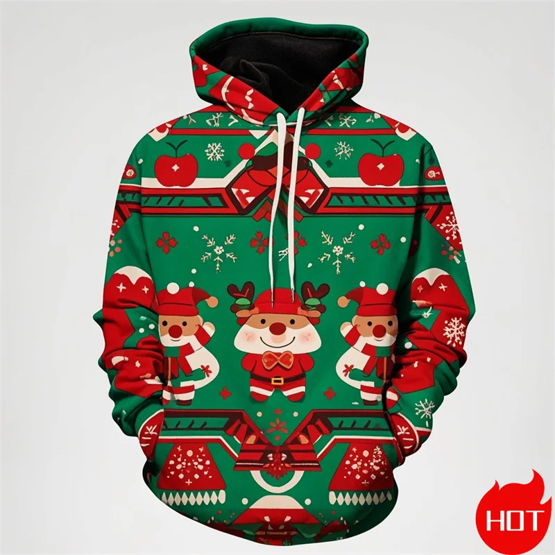 

Winter Fashion 3D Christmas Ornament Printing Hoodies For Men Santa Claus Graphic Hooded Hoody Vintage Sweatshirts Mens Pullover