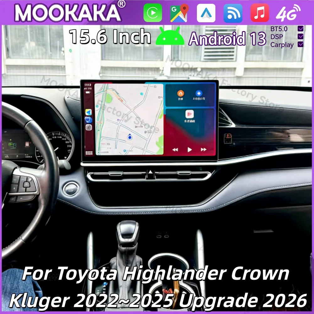 Android Radio For Toyota Highlander Crown Kluger 2022~2025 Upgrade 2026 GPS Multimedia Navigation Car Stereo Receiver Head Unit