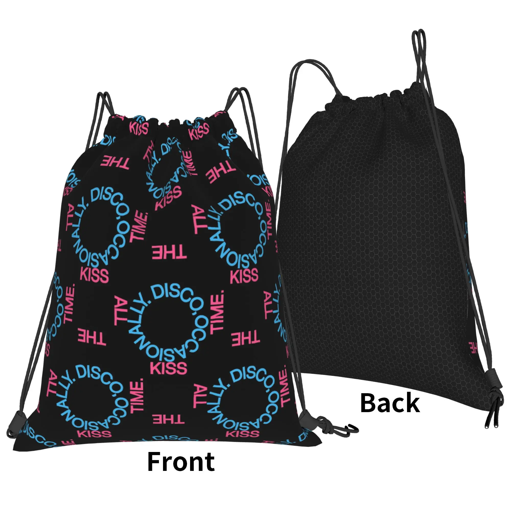Kiss All The Time Disco Backpack Drawstring Football Bags Gym Bag  Harrys Singer Styles String Sackpack 36cm (W) x 43cm (H)