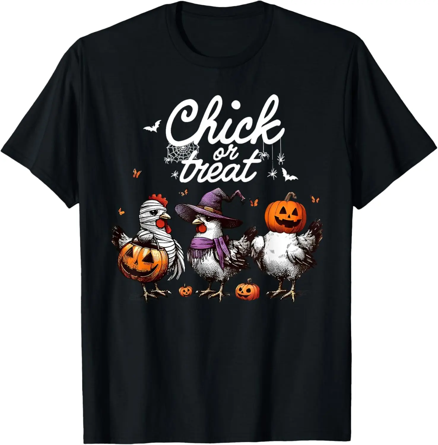 

Chick or Treat Jack O Lantern Halloween Chickens Ghost Mummy T-Shirt Unisex Summer Streetwear Tops Casual Summer Tops