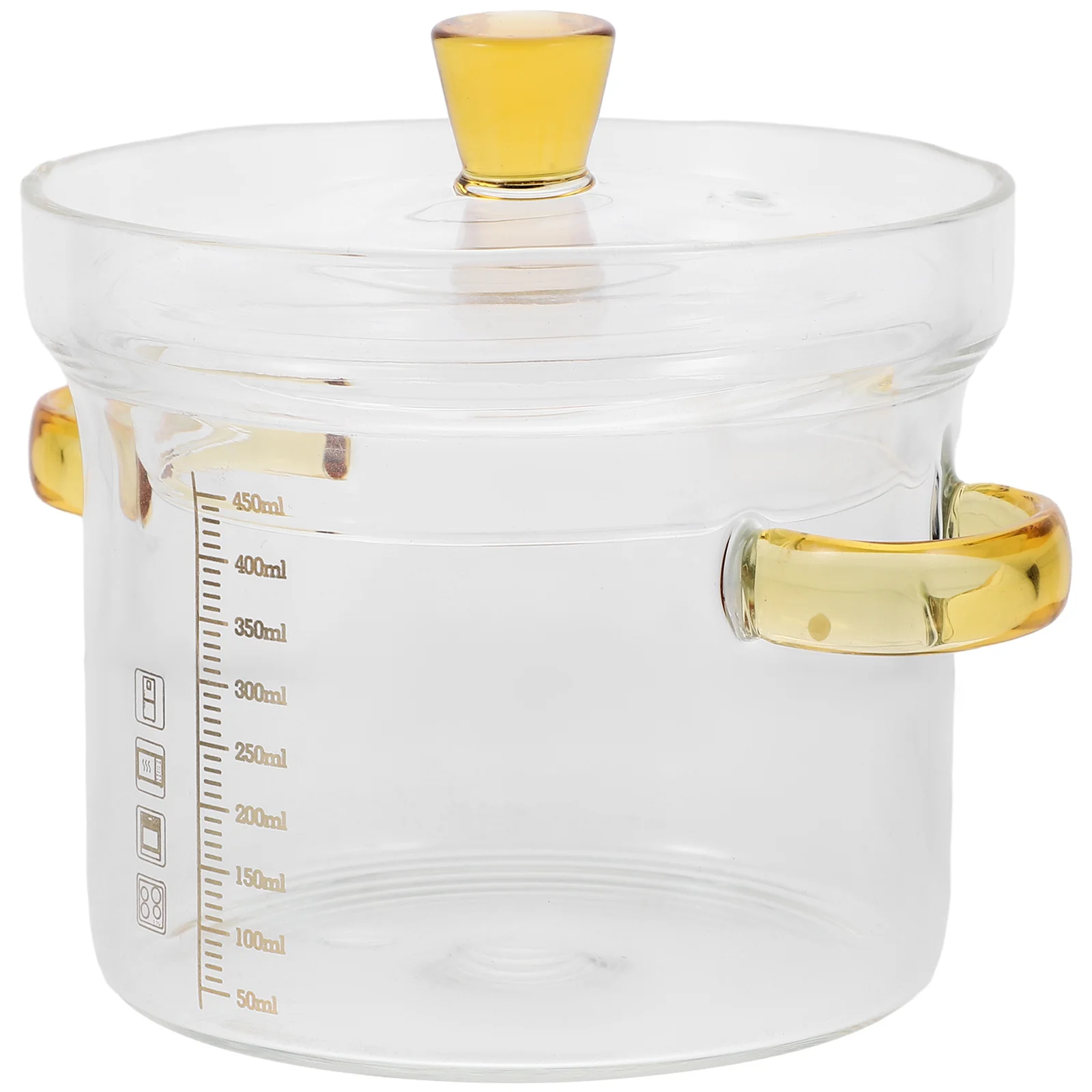 

450Ml Smooth Glass Stew Pot with Lid Safe for Hot Food Serving and Storage Elegant Soup Cooking Bowl for Home Use