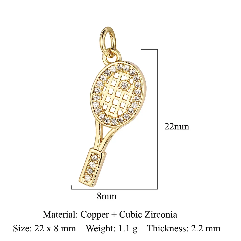 5 stks/partij Ster Hart Sleutel Koper Kubieke Zirkoon Charms Clover Lightning Hoefijzer Racket Maan Armband Oorbel Ketting Hanger