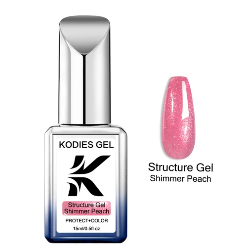 Imagen 2 del producto KODIES GEL Shimmer Base de goma esmalte de uñas en Gel 15ML Aurora Rosa estructura brillante barniz de Gel semipermanente UV/LED arte de manicura