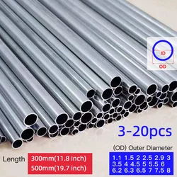 3-20pc Aluminium Tube 0.2-0.6mm Thickness 1.1-9mm OD Straight 300 500mm Long Round Aluminum Alloy Fine drawn small Thin pipe