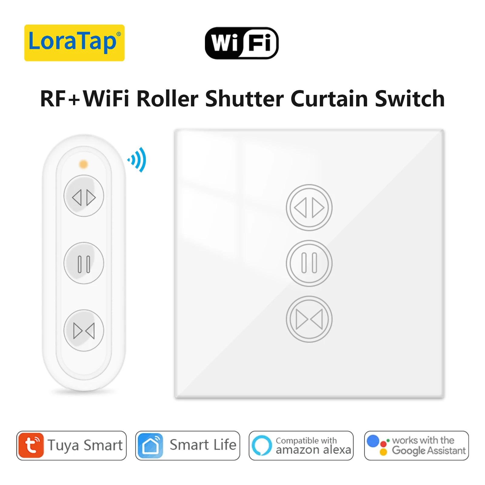 Interrupteur intelligent pour rideaux et volets roulants LoraTap Tuya, application Smart Life, commande à distance, commande vocale par Google Assistant Alexa