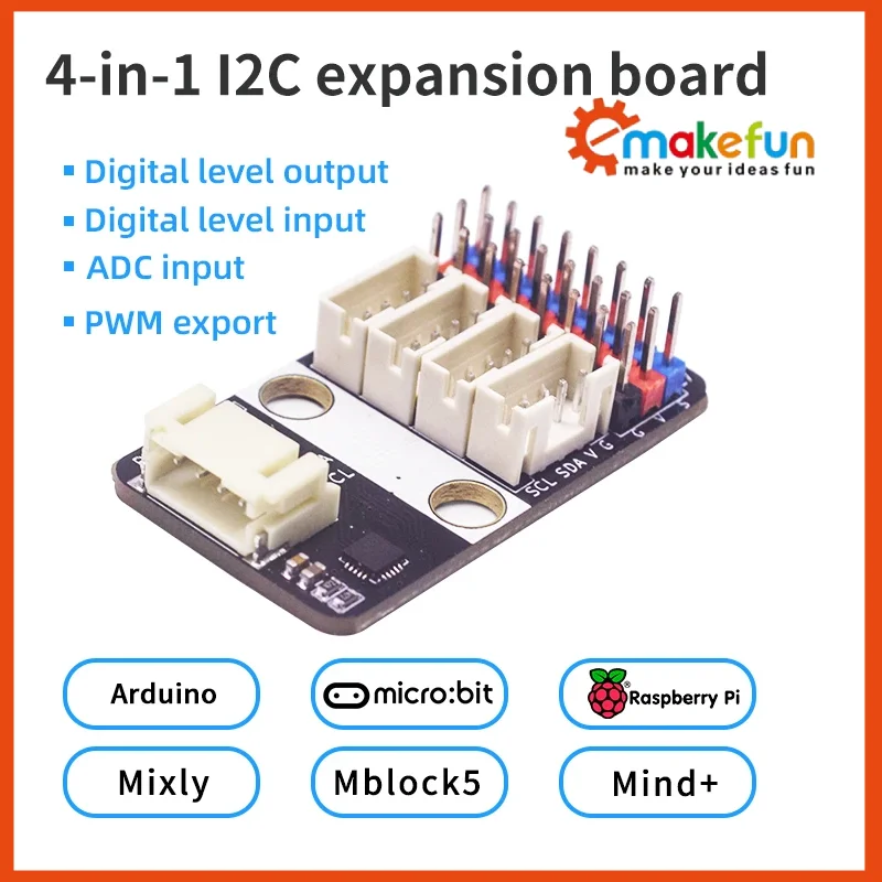 8-Channel ADC GPIO and 2-Channel PWM Servo Control Board for Arduino/Microbit/Raspberry Pi Multi-Function Expansion Board