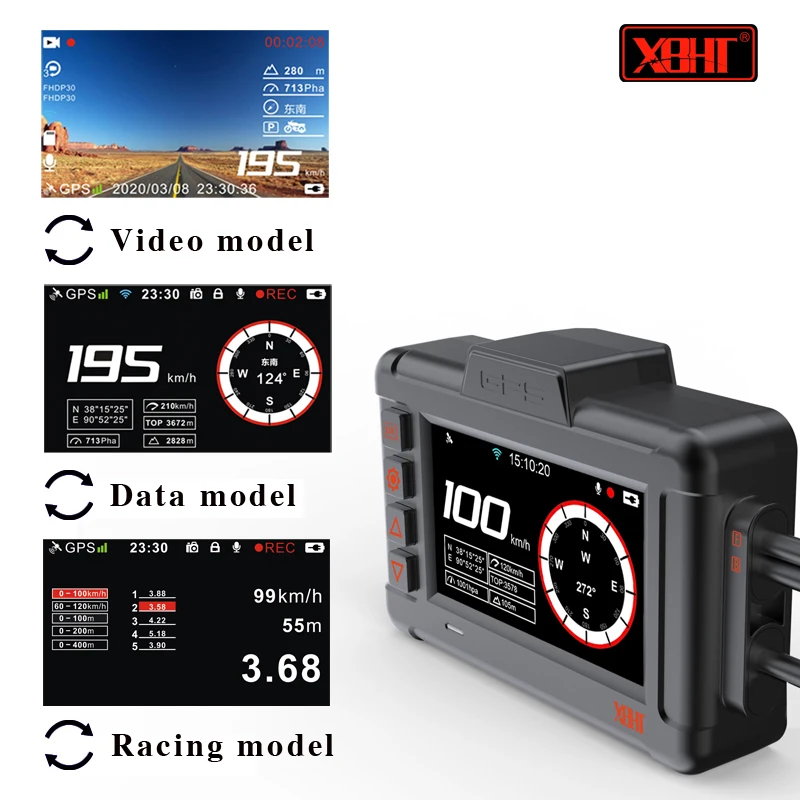 Waterproof Motorcycle Camera Motocross Driving Recorder GPS Video Recorder Rear View Driving Monitoring Night Vision Dual 1080P