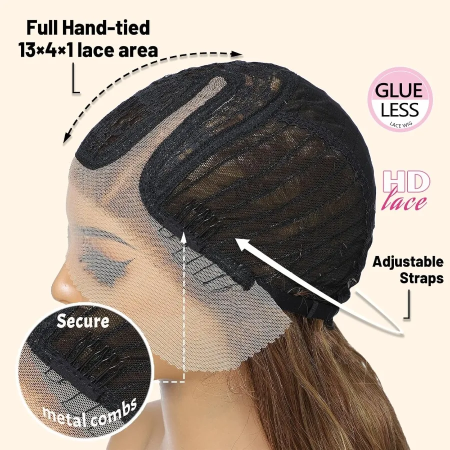 الوردي تسليط الضوء على الجسم موجة غلويليس الدانتيل الجبهة شعر مستعار اصطناعي للنساء السود 24 بوصة ارتداء ونمط الذهاب مظهر طبيعي سهل التصميم