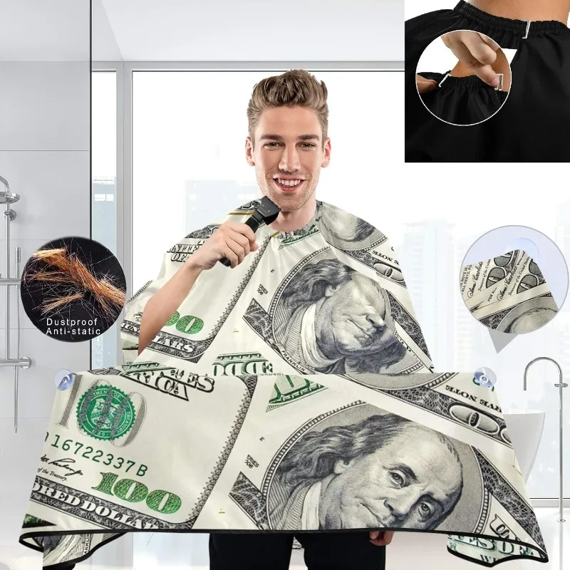 1pcs Professional Unisex Haircutting Anti-Stain Barber Cape for Hairdressing Waterproof Non-Stick Perm with Stylish USD Printing
