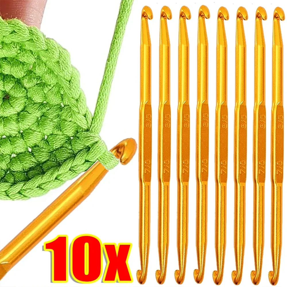 1/10Pcs Double Ended Crochet Hooks Assorted Size Anti Slip Aluminum Alloy Sewing Needle Handmade Woven DIY Yarn Kniting Tools