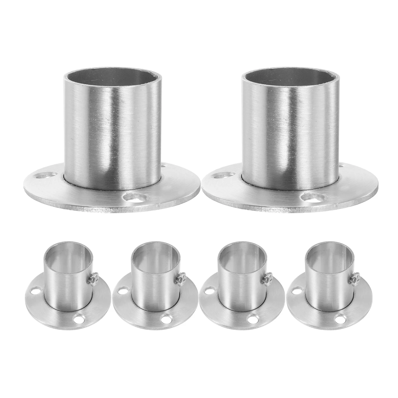 

6Pcs Stainless Steel Closet Rod Holder High-Foot Flange Base Fixed Pole Support Bracket for Shower Curtain Rod Socket