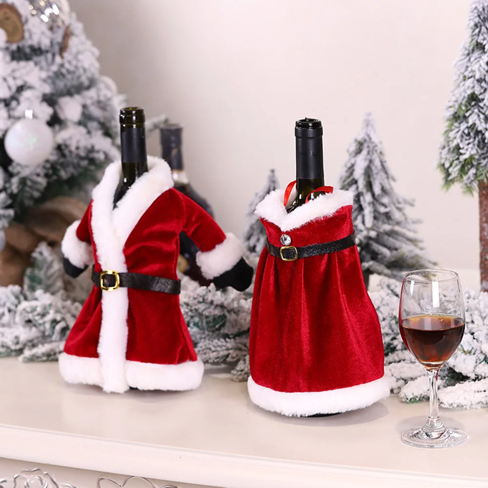 Chirstmas Wine Bottle Cover Dinner Table Cute Champagne Bottle Cap Xmas Ornament Home Decoration Navidad Decor Party Favor