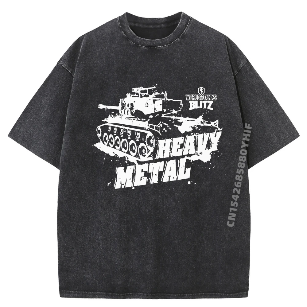 

Последняя футболка с принтом World Tanks Blitz Heavy Metal Графическая футболка Мужские винтажные потертые рубашки Мужская одежда