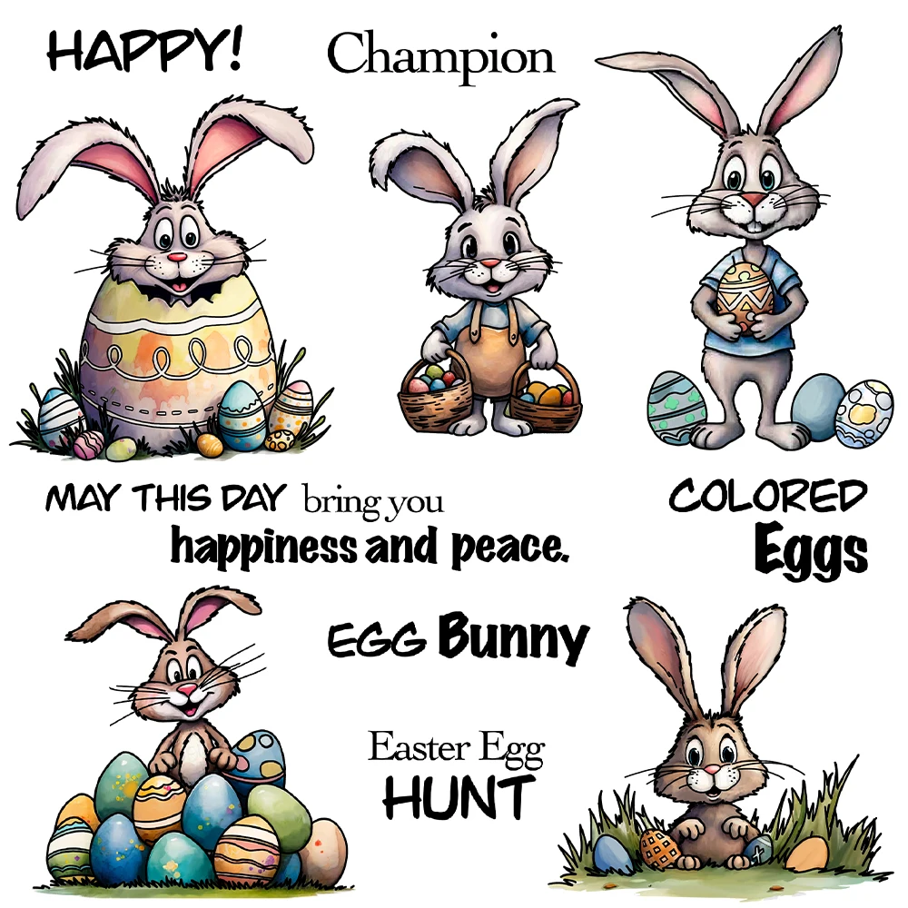 

Mangocraft Easter Rabbits Bunny And Eggs Cutting Dies Clear Stamp DIY Scrapbooking Metal Dies Silicone Stamp For Cards Albums