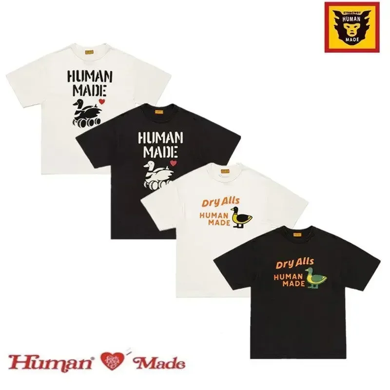 2026 Human Made Graphic T Shirt Duck Heart Print Slub Cotton Tubular Seamless Japan