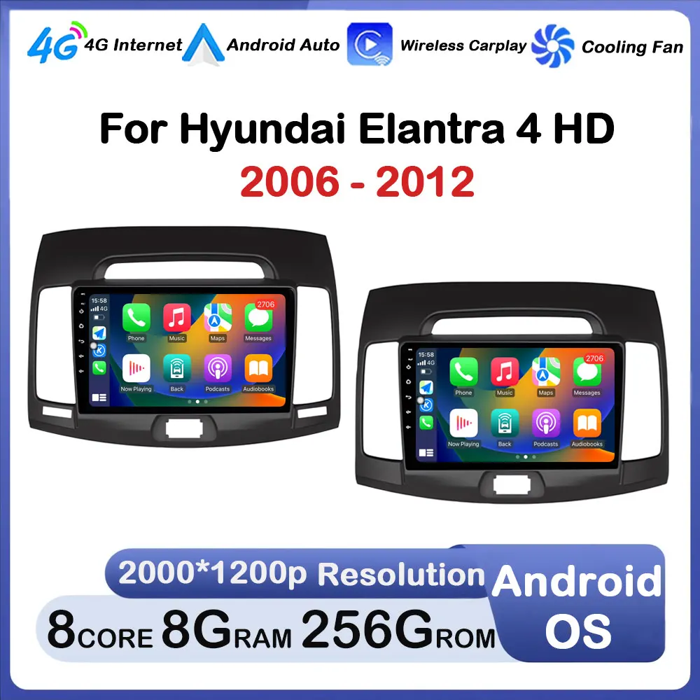 

ОС Android для Hyundai Elantra 4 HD 2006-2012 Автомобильный радиоприемник Мультимедийный видеоплеер GPS-навигация Carplay Головное устройство WIFI DSP