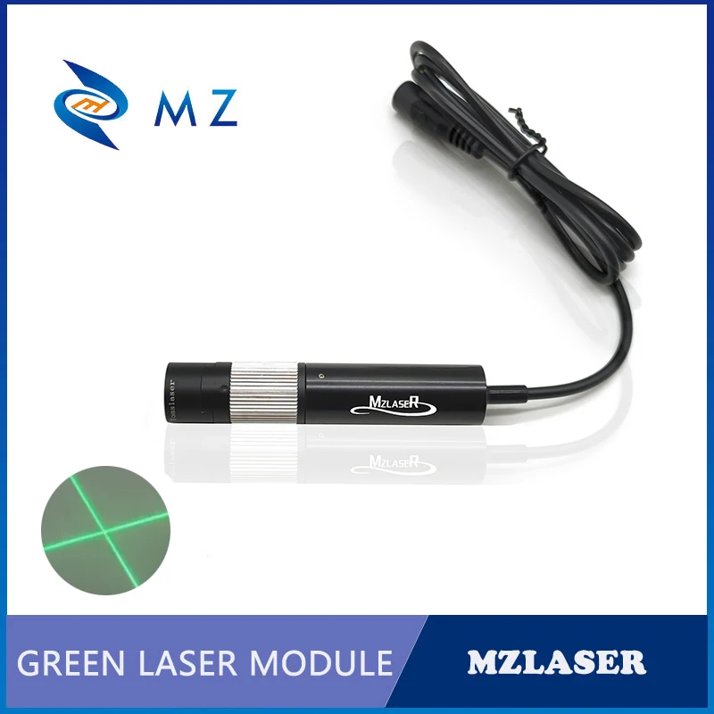 Laser Diode Module Green Cross Adjustable Focusing D16mm 520nm 50/100mW 110 Degrees Glass Lens With Bracket+Power Supply