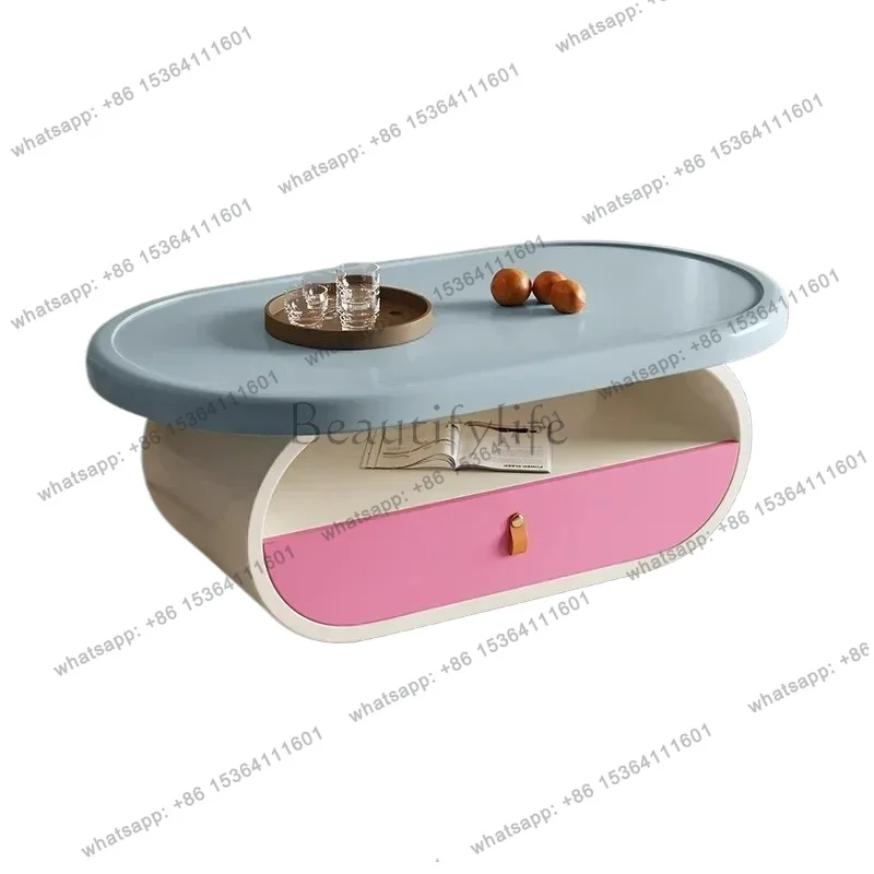 

z.Solid wood coffee table Modern simple storage tea table Nordic home living room Small apartment coffee table