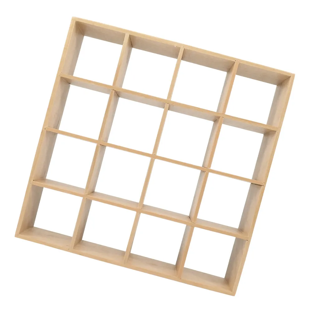 

Miniature Wooden Storage Rack 16-Grid Shelf Small House Accessories Multifunctional Decoration Easy Use Storage Room Ornament
