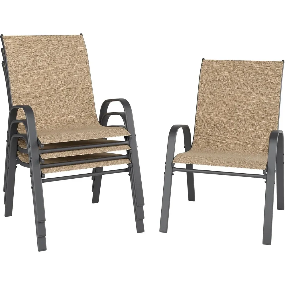 

Patio Chairs Set of 4, Outdoor Stackable Dining Chairs for All Weather, Breathable Metal Modern Outdoor Furniture for Backyard