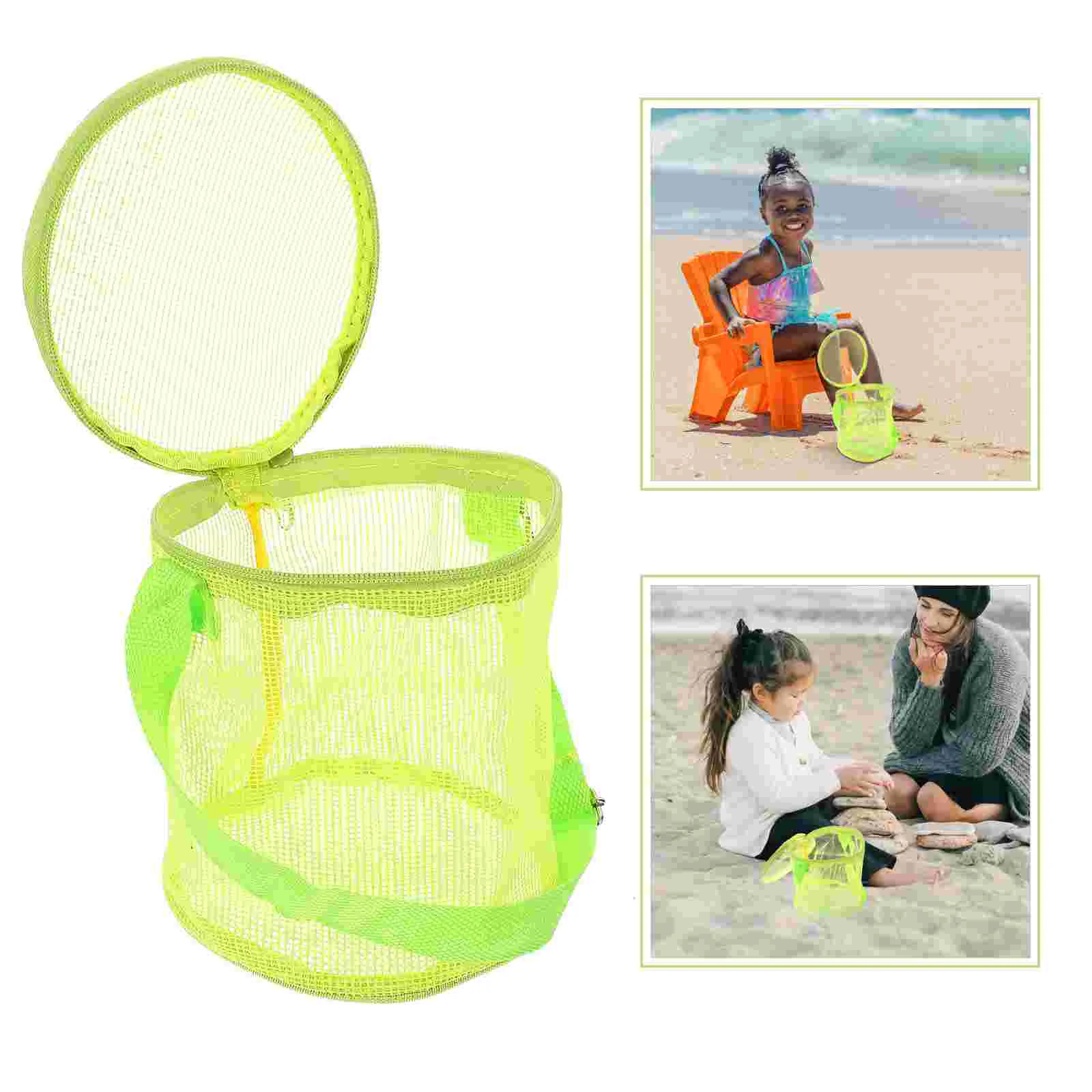 

Beach Toys for Kids Toddler Chair Storage Bag Portable Bucket Mesh Supply Backpack
