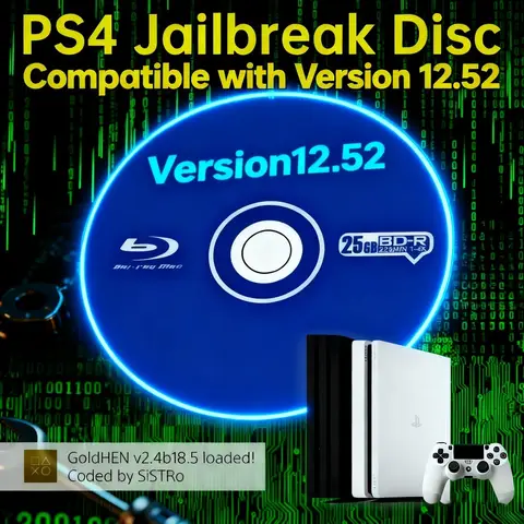 PS4 Jailbreak Gold Disc 12.52 Latest Firmware Supported Bootable Eject Payload Homebrew Backup Games