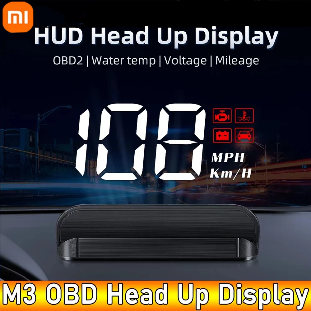 جهاز عرض الزجاج الأمامي Xiaomi M3 HUD عداد السرعة شاشة عرض علوية لقيادة سرعة الكمبيوتر إنذار السرعة الزائدة جهد درجة حرارة الماء #2