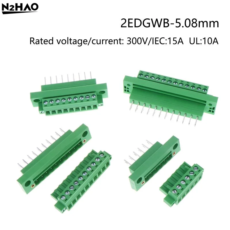 1Set 2EDGWB + 2EDGKM 5.08 Bulkhead Screw Terminal Block Wire Connectors 5.08mm Pitch Male/Female Pluggable Terminal Plug Jacks
