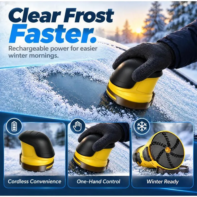 Electric Car Ice Scraper USB Rechargeable Cordless Windshield Snow Remover Heated Defrosting Tool for Winter Glass Cleaning