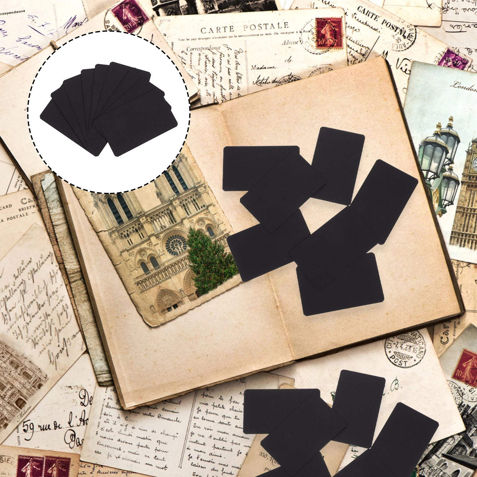 

200 Pcs Blank Double Side Hand Painted Empty Cards Student Postcards Graffiti Accessories Mini Paper Note Cards Black Color Bulk