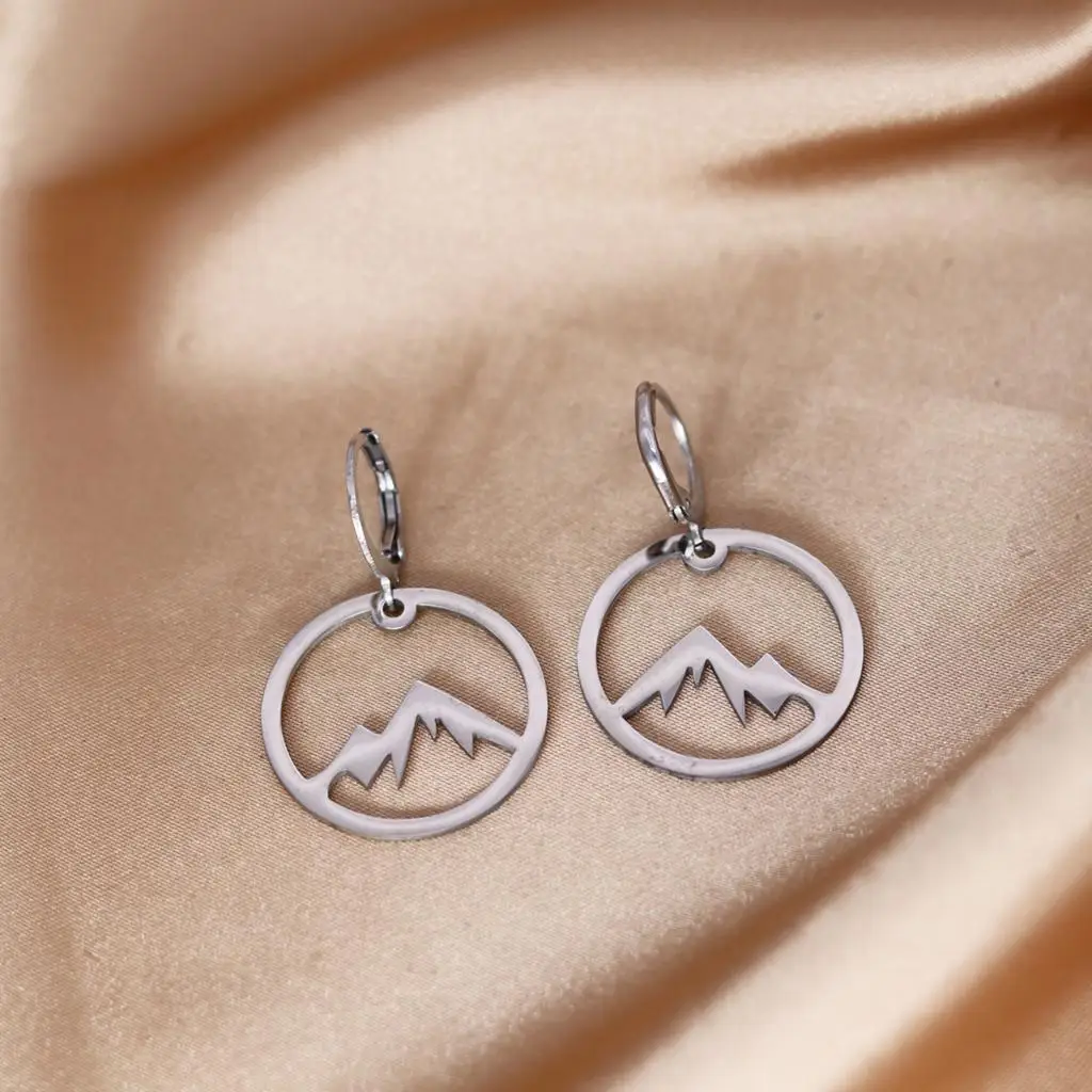 Kinitial Stainless Steel Pendant Earrings Mountain Boho Snowy Mountain Earring for Womens Skiers