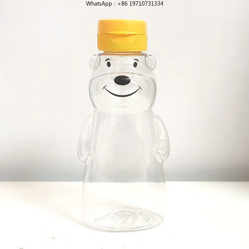 50PCS Lovely Bear Jar 180ml 8oz PET Honey Jar With Dripless Cover Beautiful Honey Jars Wedding Return Gift Shop Jars