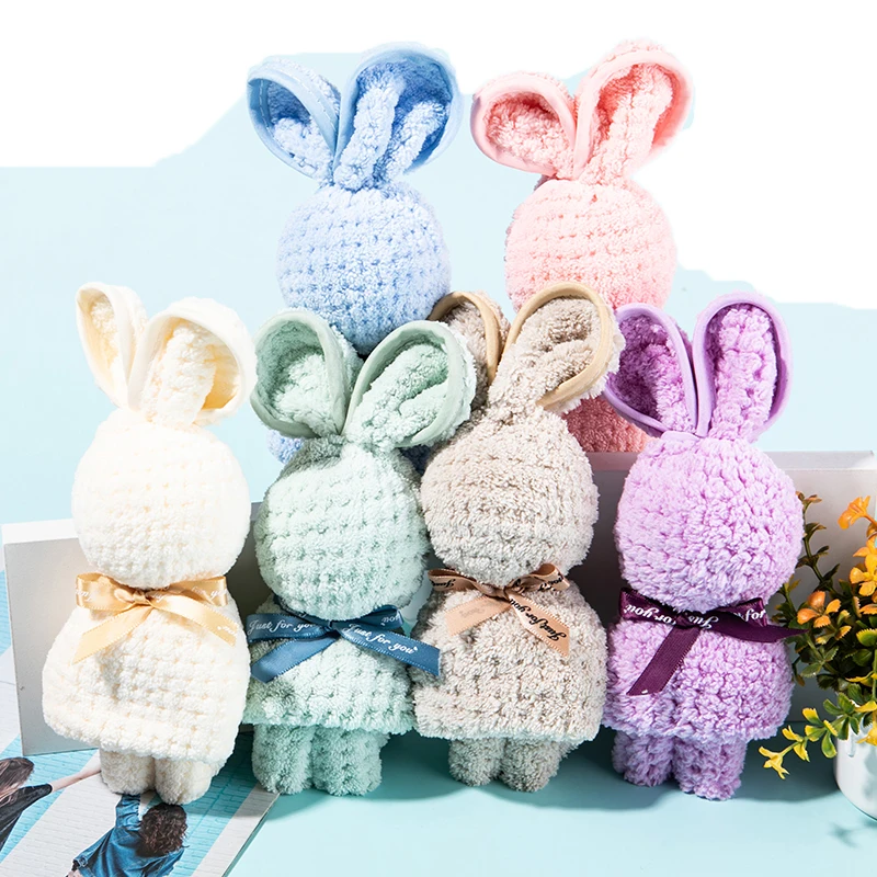 

Coral Fleece Rabbit Plush Towel Cute Animal Doll Baby Towel Soft Absorbent Bath Towel Hand Towel Wedding Business Party Gift