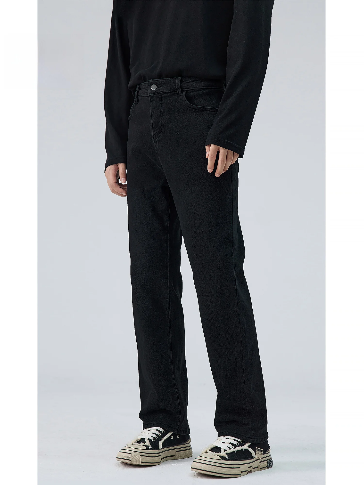 

Мужские джинсы прямого кроя Bla, свободный крой, ретро-стиль, повседневные, эластичные, из смесового хлопка и полиэстера, осенне-зимние, удобные, модные